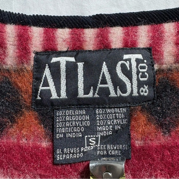 At Last Vintage Aztec Boho Bohemian Southwestern Tribal Wool Vest Unisex S - Picture 5 of 13